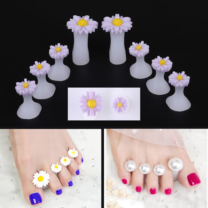 8 stücke Weiche Silikon Zehe Separator Blume Modellierung Perle Herz Nagel Kunst DIY Fuß Finger Teiler bilden Manikübetreffend Pedikübetreffend Nagel kunst