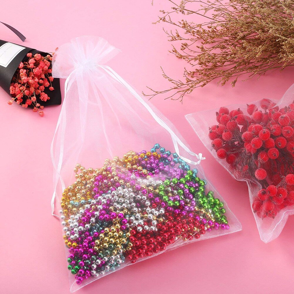 100 teile/los Weiß Organza Schmuck Taschen 12x10cm cm Hochzeit Weihnachten Paket Kordelzug Garn Beutel Süssigkeit lagerung Taschen