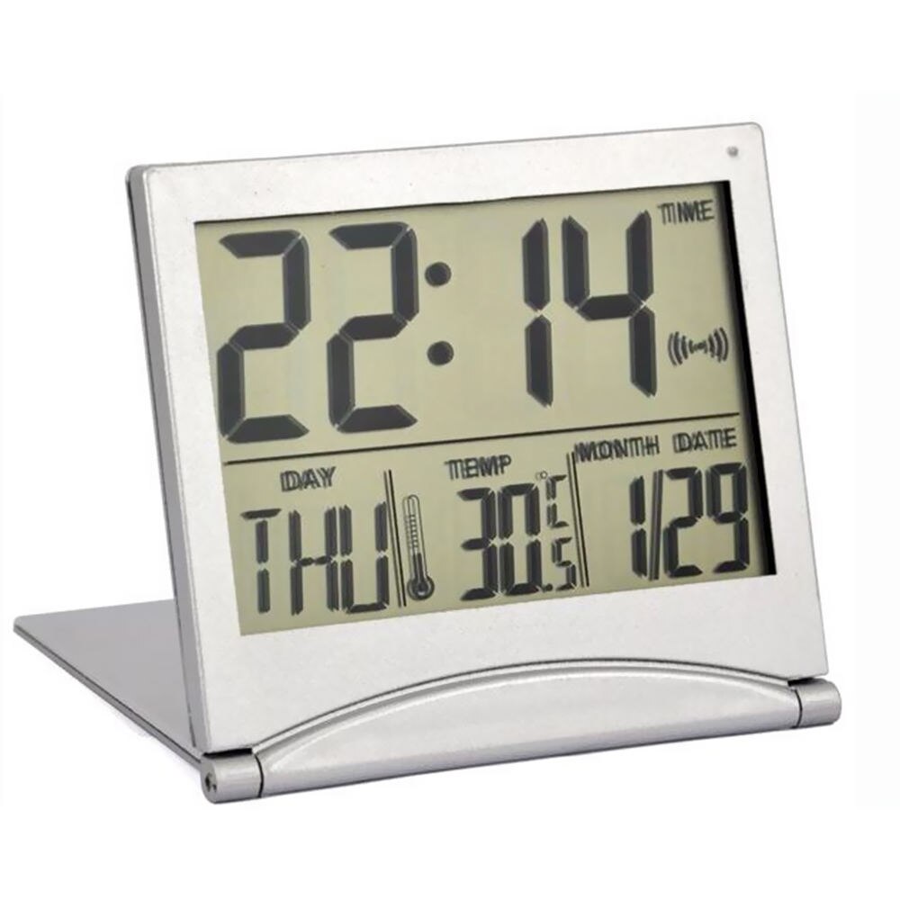 1PC Falten LCD Digital Alarm Uhr Schreibtisch Temperatur Reise Wecker Für Heimat Reise Digitale Uhr