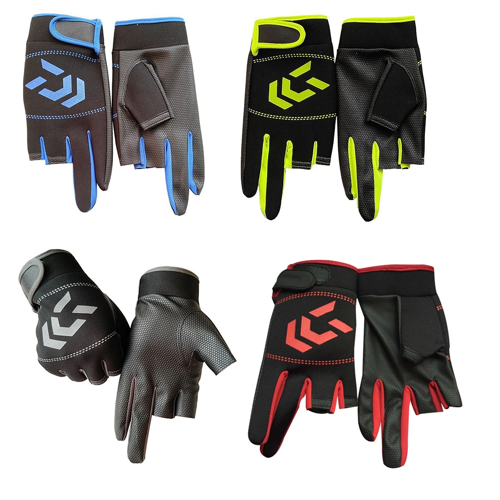 1 paar Angeln Handschuhe Männer Frauen draussen Angeln Schutz Anti-Unterhose 3 schneiden Finger Sport Fisch Ausrügestochen Angeln SBR handschuhe