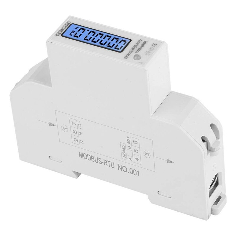 5-100A 220V Energie Meter Einphasig RS485 MODBUS Protokoll LCD hinterleuchtet Anzeige Lärm Schiene Watt Meter Energie Meter