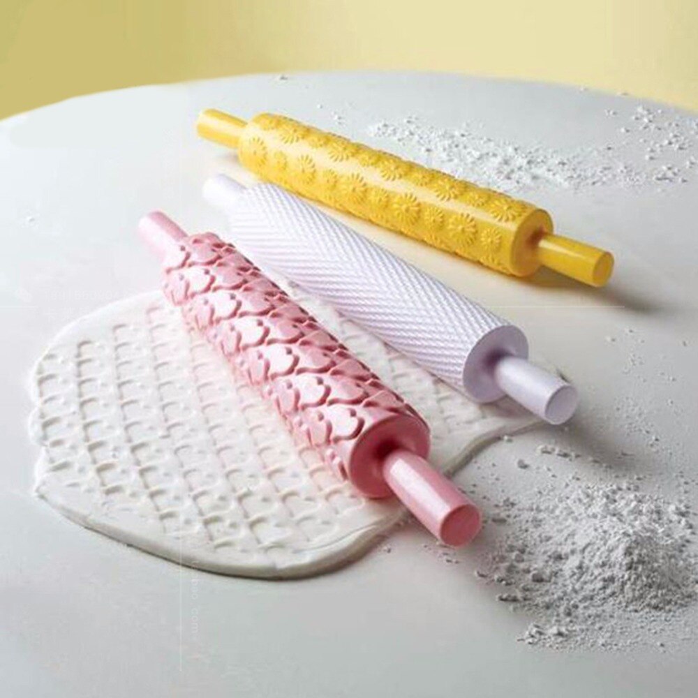 1 Stck rollen Stift Verschiedene aufbringen Backen Werkzeuge Fondant Geprägte bilden Kuchen Dekorieren Werkzeug DIY Backen Accessoring Rosa Gelb