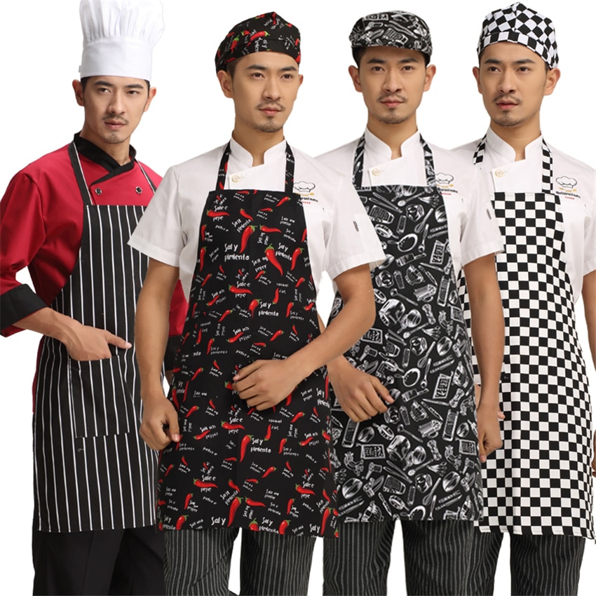 6 farbe Koch Uniform Schürze Küche Kleidung für Kellnerin Koch Tragen Hängenden Hals Lange Schürze Koch Kostüm Arbeit Männer Lebensmittel Service