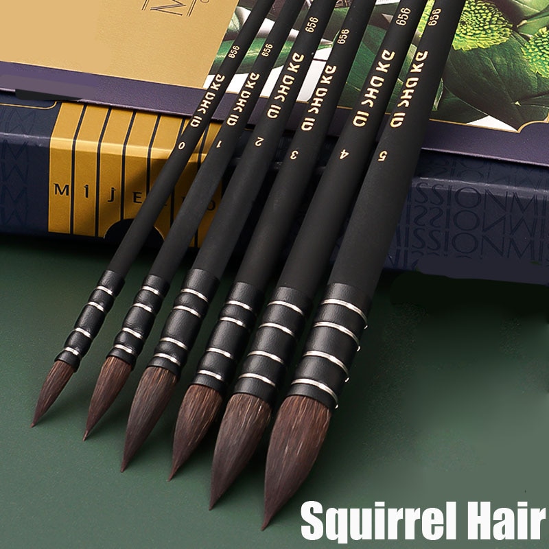 Wasser Farbe Malen Pinsel Eichhörnchen Haar Holz Halfter Acryl Malerei Aquarell Kunst Pinsel Stifte Pinsel Pinceau Voller Leben Liefert