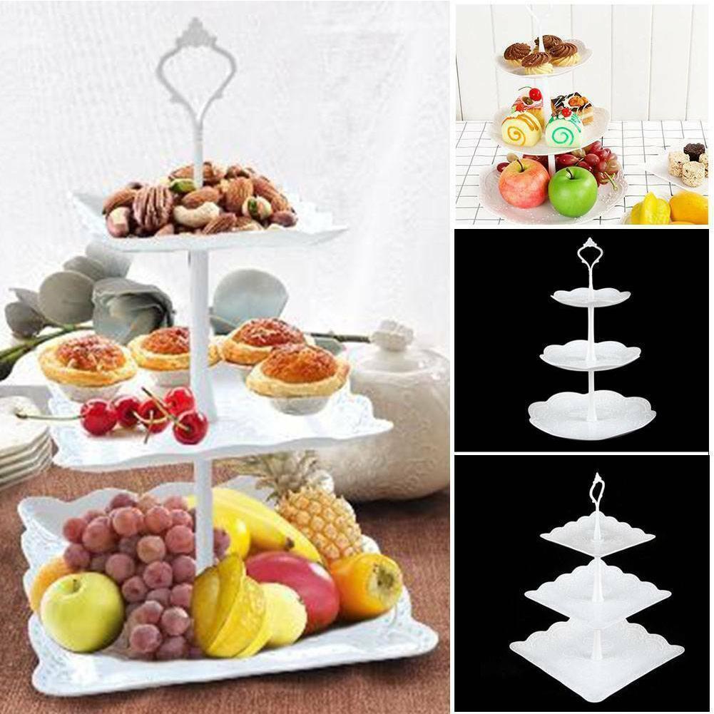 3 Ebene Kuchen Stehen Nachmittag Tee Hochzeit Platten Partei Anzeige Tablett Kuchen Backformen Neue Werkzeuge Kunststoff Geschirr Dekorieren Gestell V8Z3