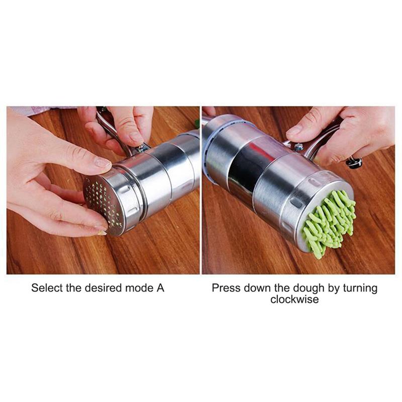 Neueste Edelstahl Manuelle Nudel Hersteller Haushalts Pasta, Der Maschine Presse Pasta Maschine Obst Entsafter 5 Verschiedenen Formen