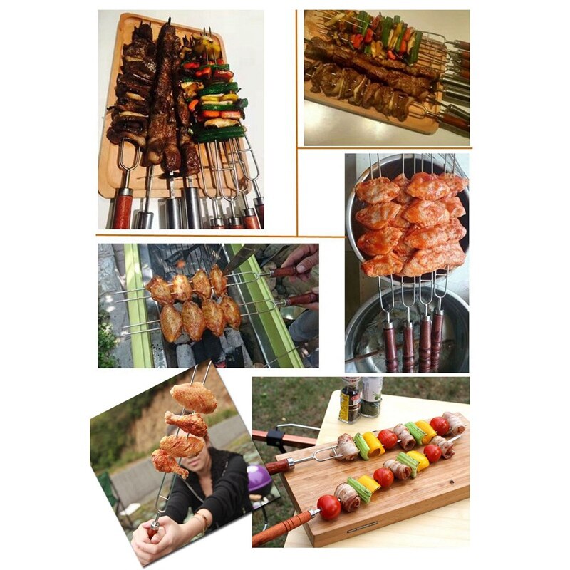 5 Stck Edelstahl Spieß Flache Fleisch Grill Spieß Camping Gastronomie Grill Werkzeug einstellen Ich bin Freien Reise