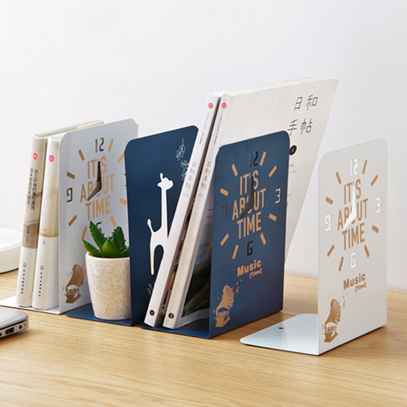 2Stck nordisch Einstellbare Metall Buchstützen Nette Karikatur Bücherregal Buch Halfter Stehen für Bücher Schreibtisch Veranstalter Weihnachten Büro Decro