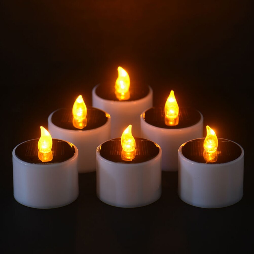 Neue Kunststoff Solar- Energie Kerze Gelb Solar- Energie LED Kerzen/Flammenlose Elektronische Solar- LED Tee Lichter Lampe für draussen
