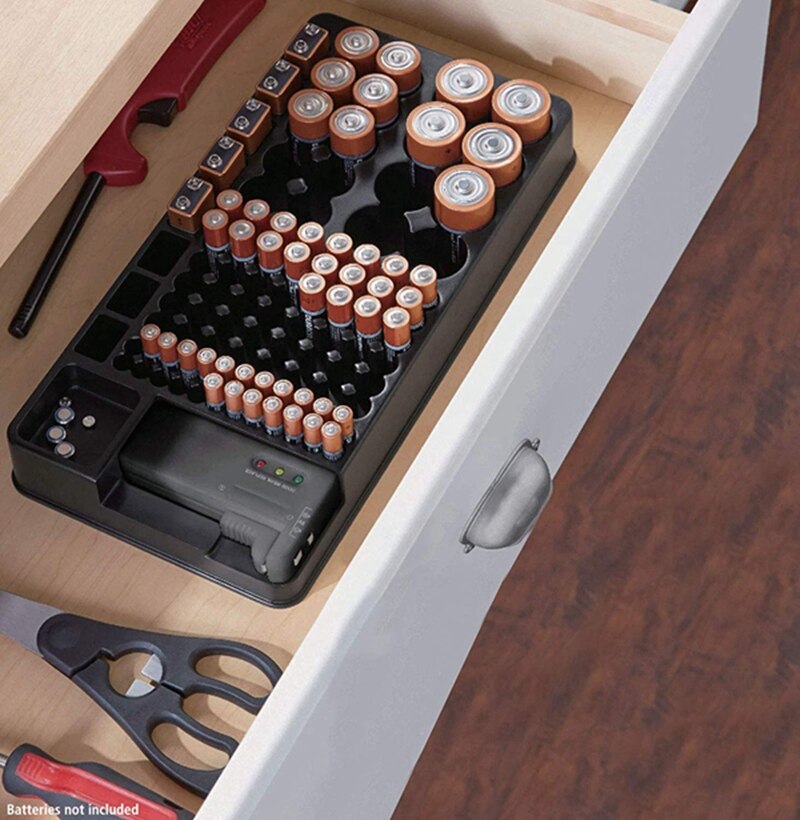 Batterie Lagerung Organizer Halfter mit Tester-Batterie Caddie Gestell fallen Kasten Halfter Einschließlich Batterie Prüfer Für AAA AA C D 9V
