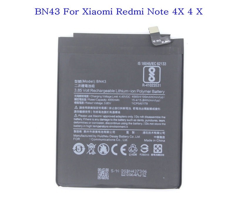 Ciszean 1x4000/4100 mAh BN43 Ersatz Batterie für Xiaomi Redrice Redmi Hinweis 4X Batterie Batterie Bateria Akkumulator