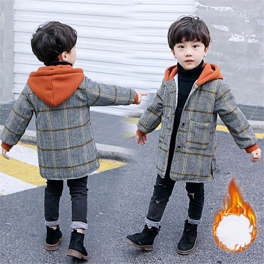 jugendlich Jungen Wolle Mäntel Winter Jungen Kleidung Plaid Jacken freundlicher Kleidung Oberbekleidung 8 10 11T freundlicher Jacken Jungen Herbst lange Mantel