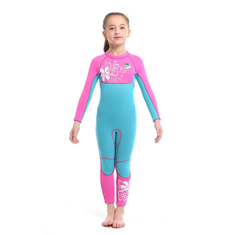 freundlicher Mädchen Badeanzug Schwimmen freundlicher Lange Hülse Einteiliges Sonnenschirm Thermische 3mm Badeanzug Schwimmen Tauchen Surfen Anzug