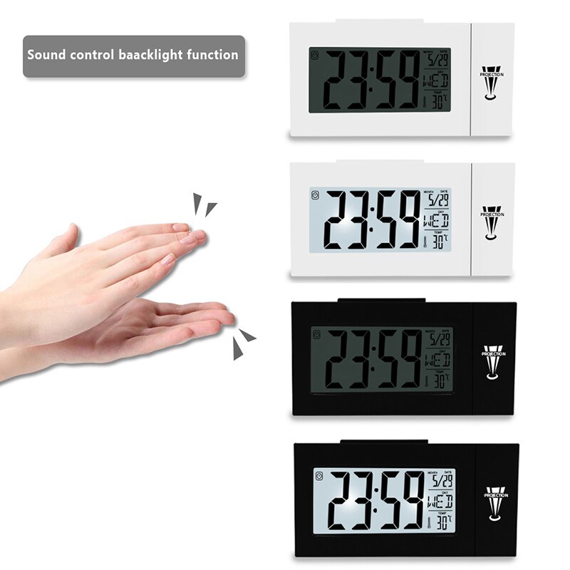 Digitale Projektion Alarm Decke Uhr LCD Anzeige Schlummern Schreibtisch Tisch Uhr Temperatur Thermometer Wohnkultur Zeit Projektor