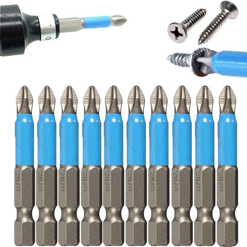 10/5/2Stck Schraubendreher-Bits einstellen 50mm PH2 Anti-Unterhose mit Magnetische 1/4 'verhexen Schaft Passt Hand Bohrmaschine Fahrer Hand Zubehör