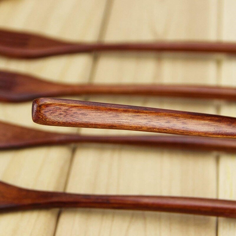 Holz Gabeln, 5 stück Umweltfreundliche Japanischen Holz Salat Abendessen Gabel Geschirr Geschirr für freundlicher Erwachsene (5 Stück Kein Seil Holz
