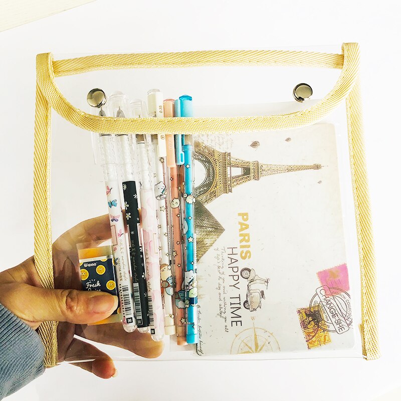 1PC Große Kapazität Haspe Klar PVC Lagerung Tasche Schreibwaren Comestic Tasche Offfice Versorgung