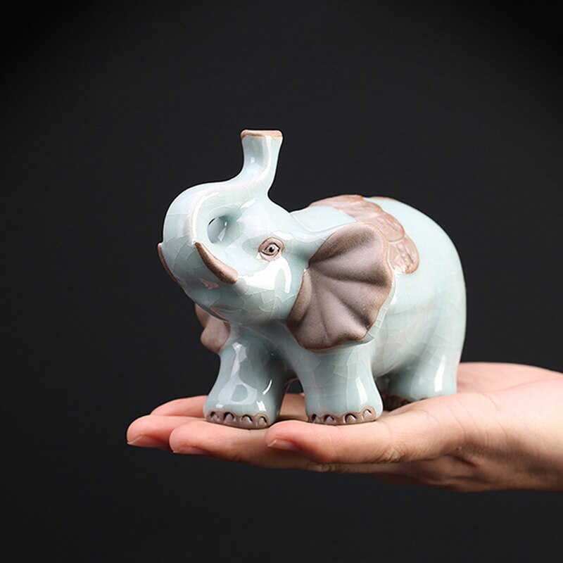 Tee Haustier Keramik Dekorative Elefanten Statue Handgemachte Boutique Chinesische Kung Fu Tee-einstellen Zubehör Tee Tablett Dekor Handwerk Glück