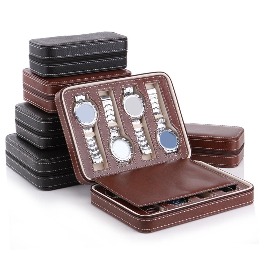 Tragbare PU Leder 2/4/8 Slot Uhr Kasten Anzeige fallen Lagerung Uhr Veranstalter Halfter Reißverschluss exquisit und Dauerhaft Zu Liebhaber D30