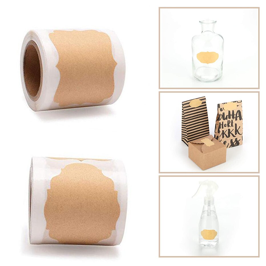 300 stücke Kraft Papier Stichworte Selbst-etikett Aufkleber für Flaschen Präsentieren Braun Handwerk Aufkleber Produkt: braun handwerk aufkleber