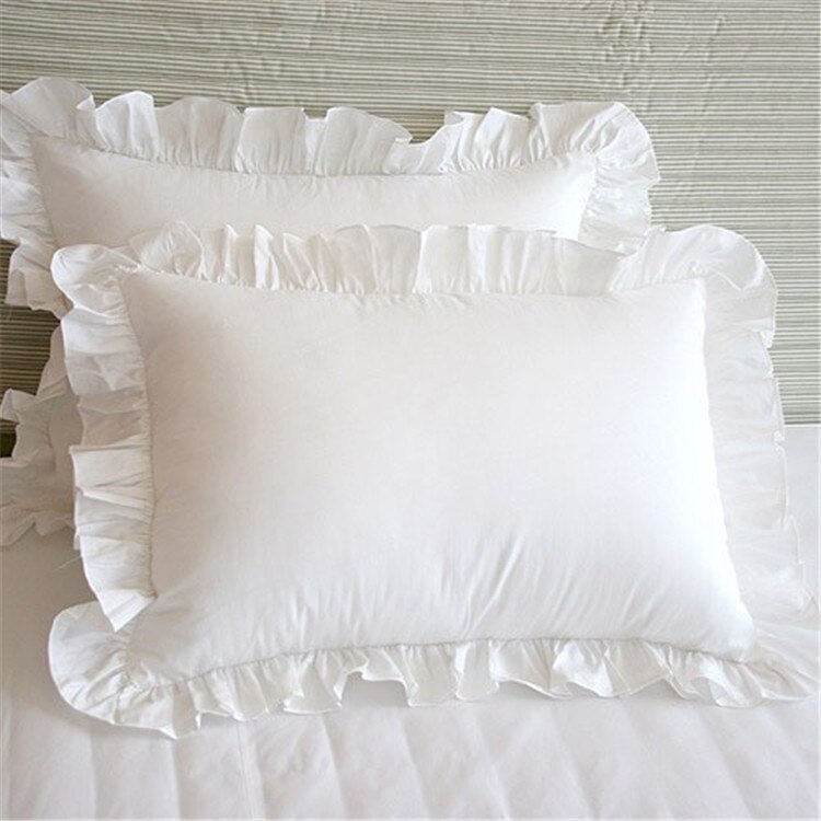 1 stücke Weiß Rüsche Kissen Schein Dekorative Baumwolle Kissen mit unsichtbar Reißverschluss Europäischen Prinzessin Kissen Abdeckung Kissen 48*74cm