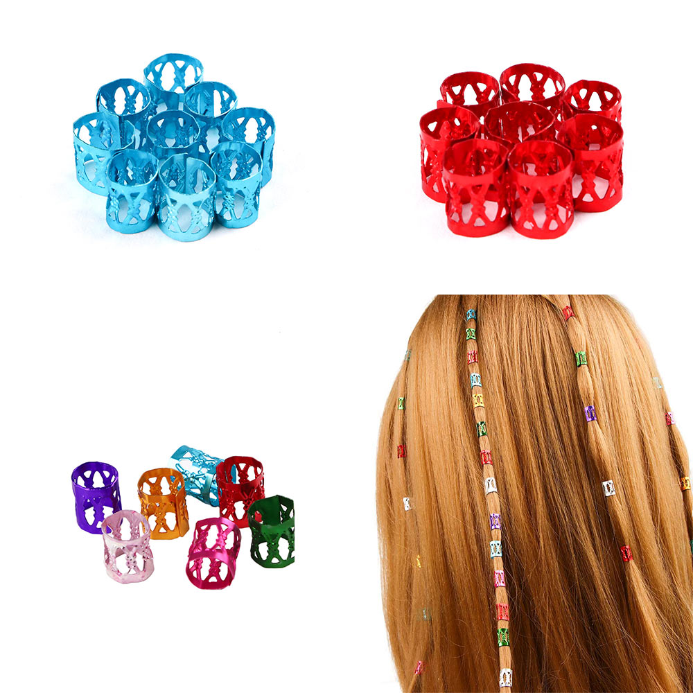 100CS/Tasche Bunte Haar Flechten Perlen Ringe Manschette Haar Styling Werkzeuge Kosmetik machen-hoch Schönheit Zubehör