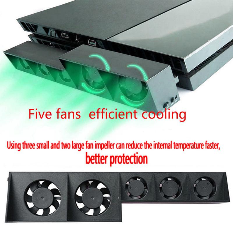 EastVita Lüfter Für PS4 Konsole Kühler Für PS4 USB Externe 5-Fan Super Turbo Temperatur Kontrolle Für Playstation 4 r29