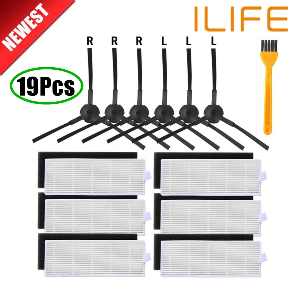 18 Teile/los Roboter staubsauger Hepa-Filter für ilife a40 a6 a4 a4s teile Filter Seite Pinsel danhui roboter vakuum staubsauger teile