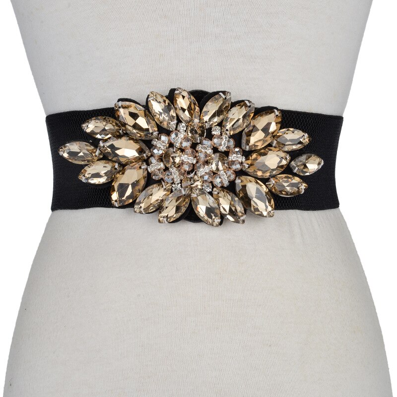 Frauen Elastischen Breiten Korsett Gürtel Frauen Glas Kristall Ceinture Damen Dünne Strass intarsien Gürtel Taille Gürtel BL201819