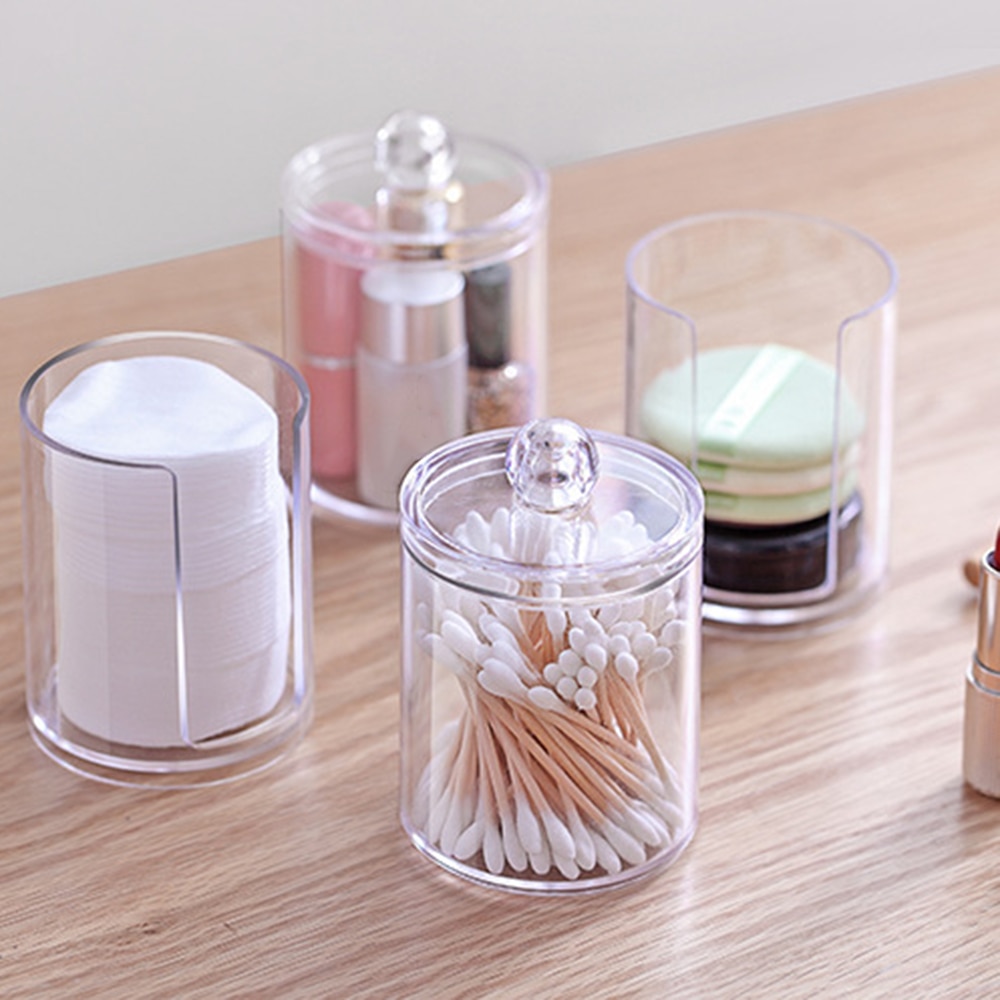 Neue transparent Acryl Kasten Kosmetik machen-hoch Organizer Schlecht Lagerung Kasten Kunststoff Behälter Baumwolle Tupfer Baumwolle Pad Halfter