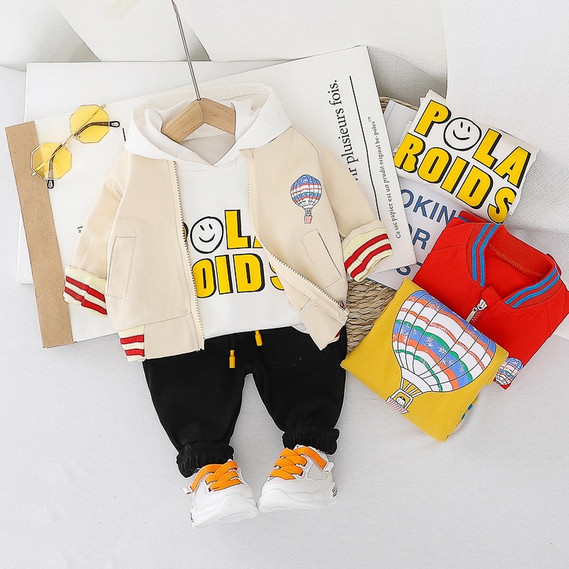 HYLKIDHUOSE Mädchen Jungen Kleidung setzt Frühling Kleinkind Kleinkind Kleidung Baby Nette Mäntel Mit Kapuze T-Shirt Hosen freundlicher Kleidung