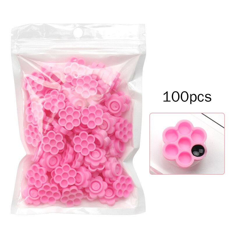 100 Stck Pfropfen wimpern rosa verzögerung tasse Wimpern Kleber Halfter Blüte verzögerung tassen Wimpern Verlängerung frauen machen-hoch-Werkzeug