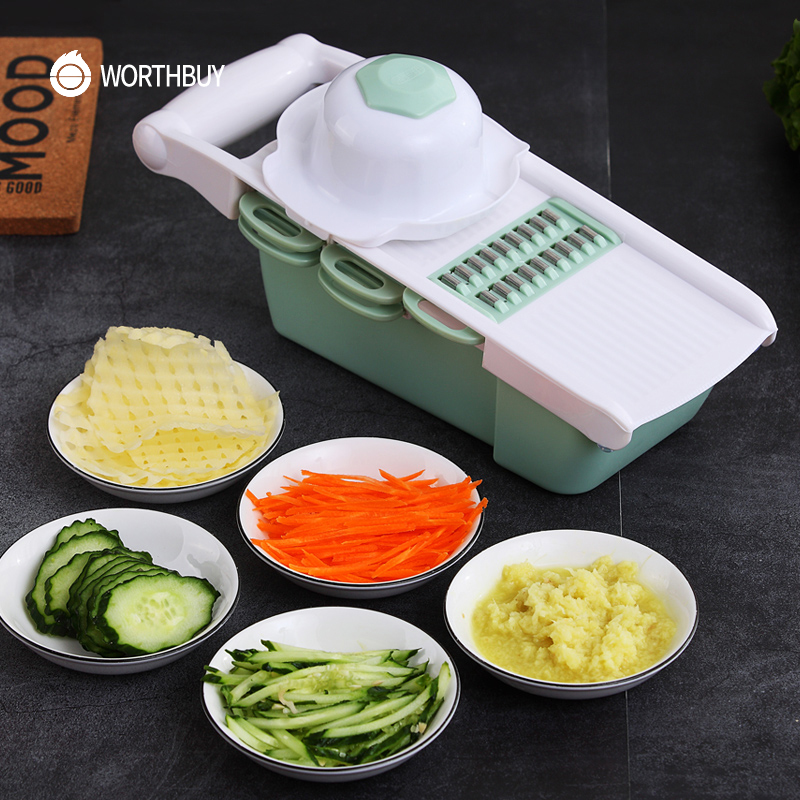WORTHBUY Multifunktions Gemüse Cutter Mandoline Schneidemaschine Mit Stahl Klinge Karotte Kartoffel Gemüse Reibe Küche Gemüse Werkzeuge