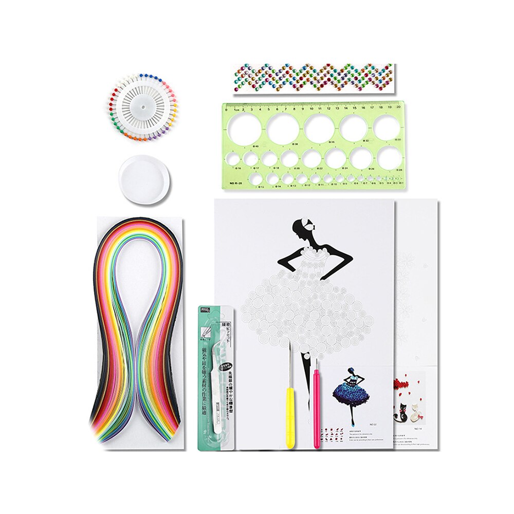 Stepp Papier Gesetzt Handgemachte DIY Quilled Papier Anfänger einstellen Blume Papier Für Handwerk DIY Quilling Werkzeuge Handgemachte Papier Dekor