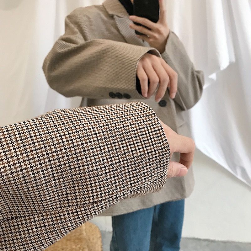Koreanische Plaid Blazer männer retro Geschäft lässig Anzug Jacke Männer Streetwear verlieren Kleid Jacke Mens kurz Mantel S-XL