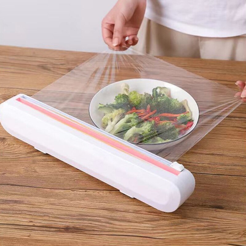 Lebensmittel wickeln Spender Cutter Kunststoff Küche Folie Und Haftenden Film wickeln Cutter Haftenden Papier Zinn Folie Teiler Schneiden Kasten Küche werkzeug