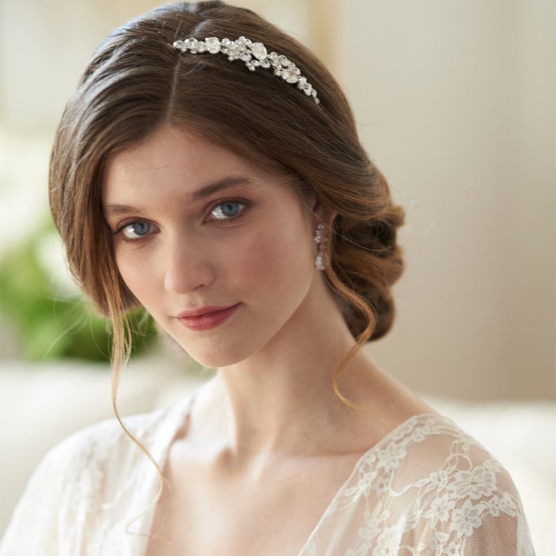 modisch Braut Stirnband silber farbe Strass Kristall Tiara Hochzeit Krone Prinzessin Tiara Schmuck Braut Hochzeit Haar Schmuck