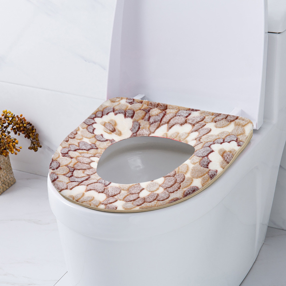Waschbar Wc Sitz Abdeckung Warme Weiche Wc Abdeckung Sitz Deckel oben Abdeckung Pad Badezimmer Wärmer Wc Sitz Schüssel Weiche Reißverschluss blume L * 5