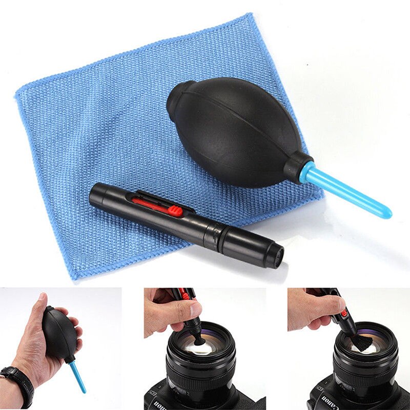 3 in 1 Tragbare Kamera Sauber Bausatz Reinigung Tuch Kamera Reiniger Kuli Luft Blaster Gebläse Zubehör einstellen für Kamera Tastatur handys
