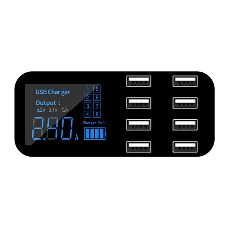 A9S Schnelle Auto Ladegerät 8 Hafen Multi USB LCD Anzeige Telefon Ladegerät 12V Batterie Ladegerät USB Hub für Telefon tabletten GPS DVR