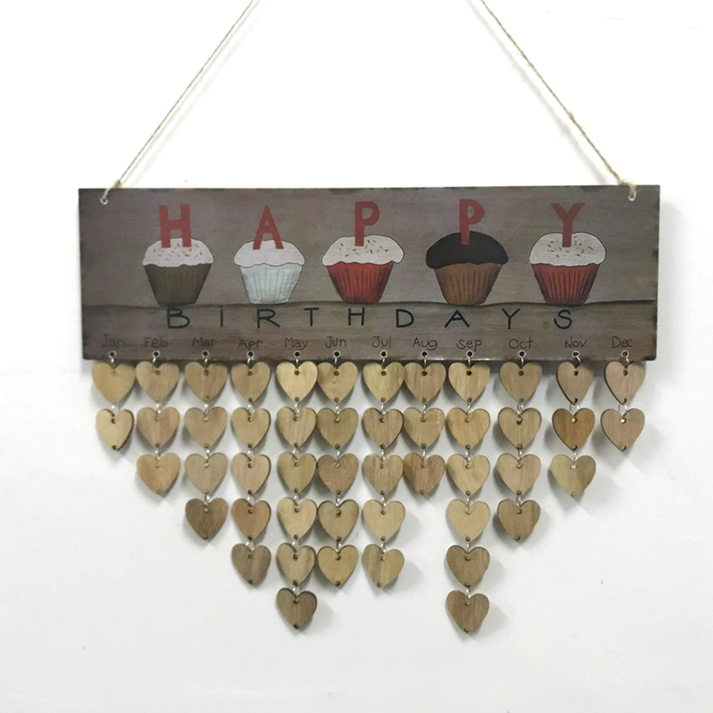 Kreative Holz Kalender Herz Geformt Geburtstag Erinnerung Veranstaltung Bord Wohnkultur Glücklich Geburtstage DIY Kalender Festival