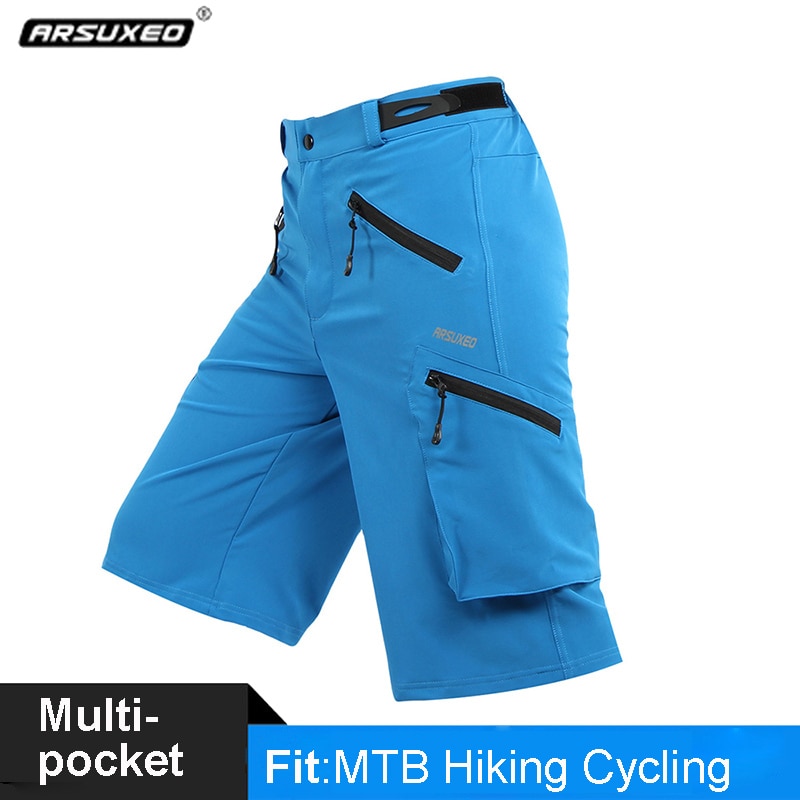 ARSUXEO Mens draussen Sport Wandern kurze Hose atmungsaktiv Wandern Taschen kurze Hose MTB Fahrrad kurze Hose Camping Angeln kurz Hose
