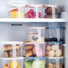 Kunststoff Lagerplätze Kühlschrank Lagerung Kasten Lebensmittel Lagerung Behälter Mit Deckel Für Küche Kühlschrank Schrank Gefrierschrank Schreibtisch Veranstalter