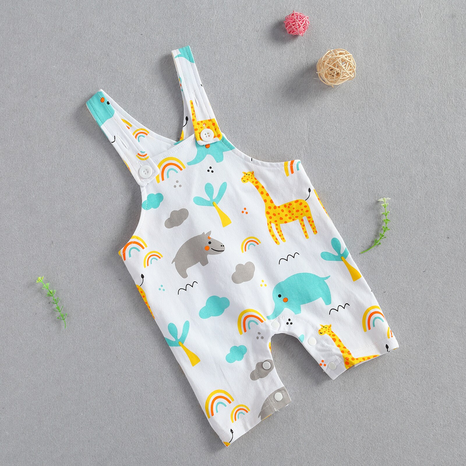 FOCUSNORM Neugeborenen Baby Jungen Mädchen Overall Strampler Karikatur Ebene Druck Ärmel Geschmack Overall 0-24M