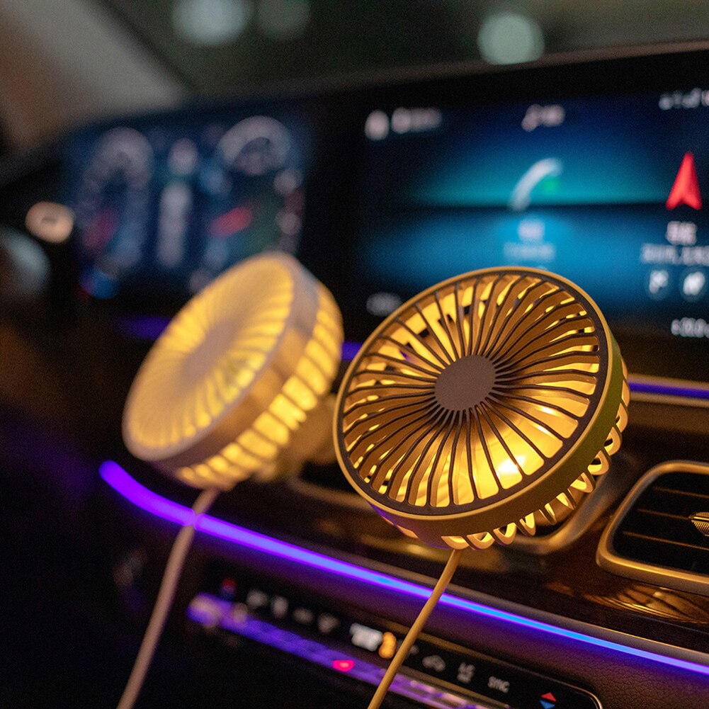 Auto Fan 360 Grad Drehbare Kühle Bunte LED-leuchten & USB Energie Auto Auto Leistungsstarke Luft Fan Für Auto Luft entlüften Montiert