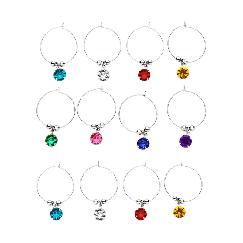 16 stücke Gläser Identifizieren Etiketten Bunte empfindlich Diamanten Gläser Identifizieren Ringe Partei Liefert Wein Glas Ringe für Party Bar