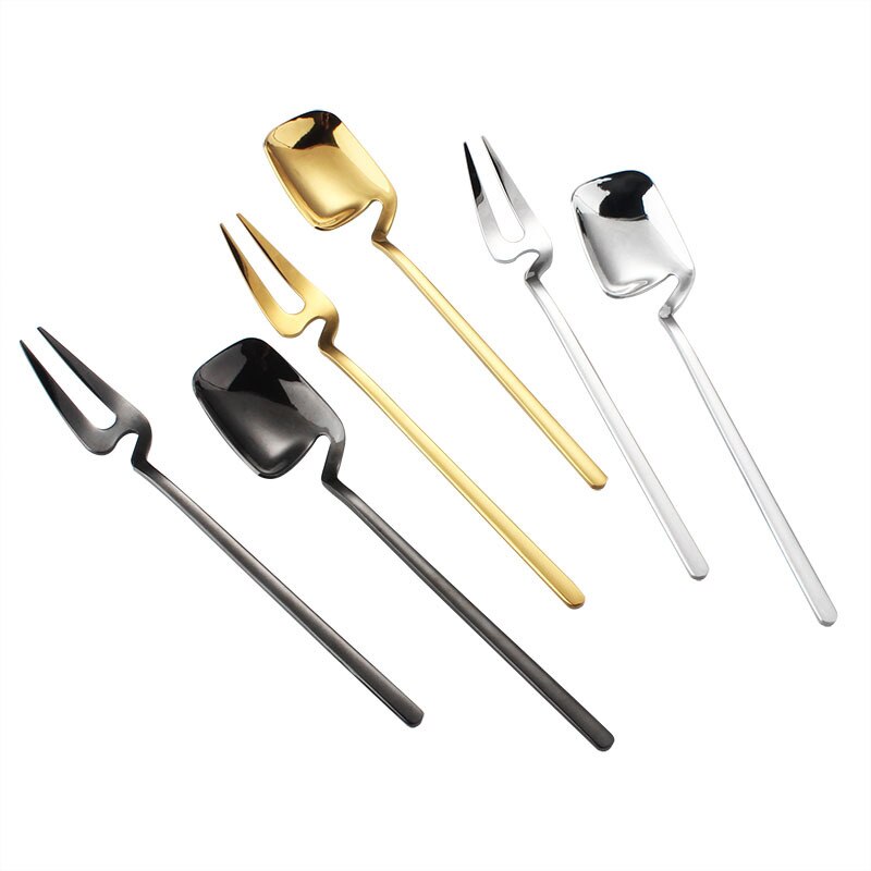 Vakuum Überzug Edelstahl Kaffee Löffel Langen Griff Tee Löffel Kaffee Löffel Eis Gabel Scoop Küche Trinken Besteck