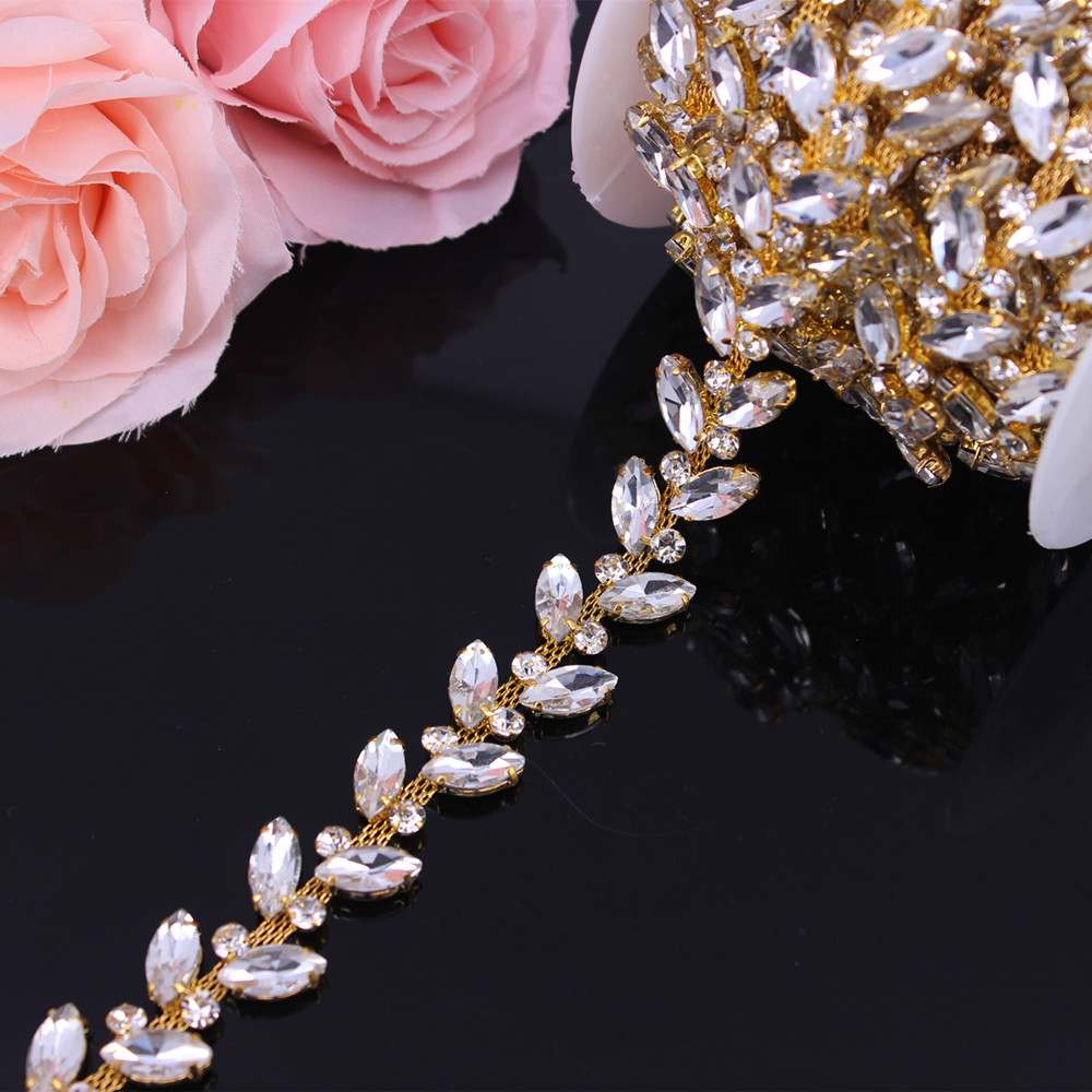 1 Garten Strass Applikationen trimmen Für Braut Gürtel Hochzeit Kopfschmuck Bekleidungs Handgemachte Strass Kette trimmen für Hochzeit Kleid DIY