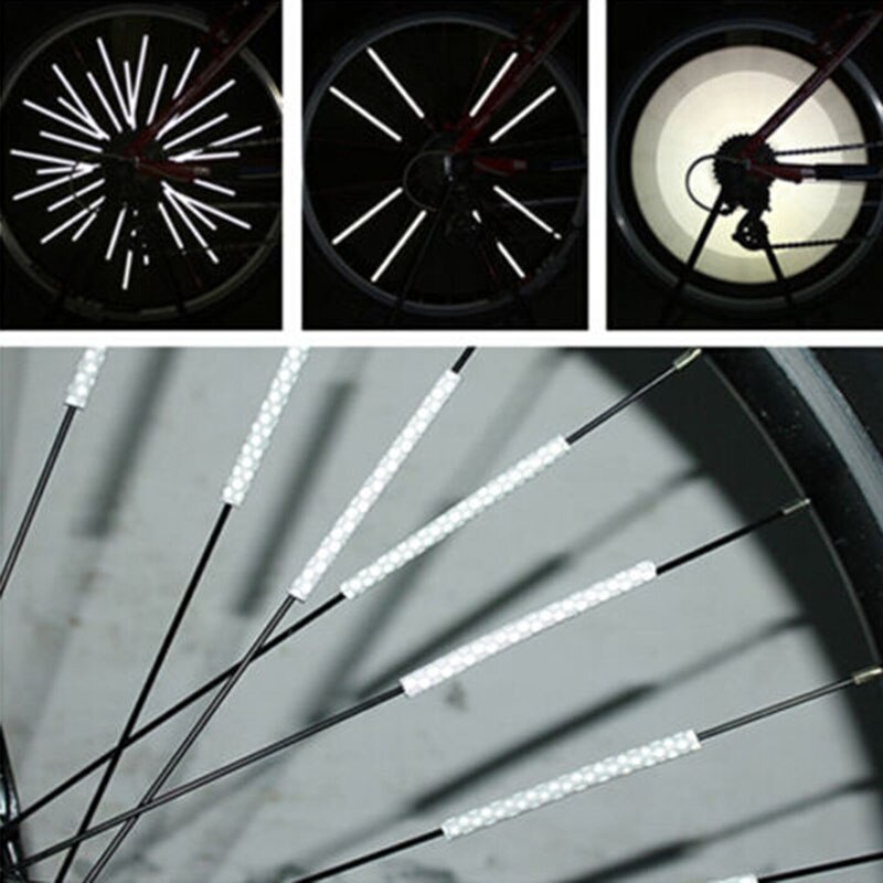 12 stücke Fahrrad Mountainbike Reiten Rad Felge Sprach Berg Clip Rohr Warnung Licht Streifen Reflektor Reflektierende draussen-75mm
