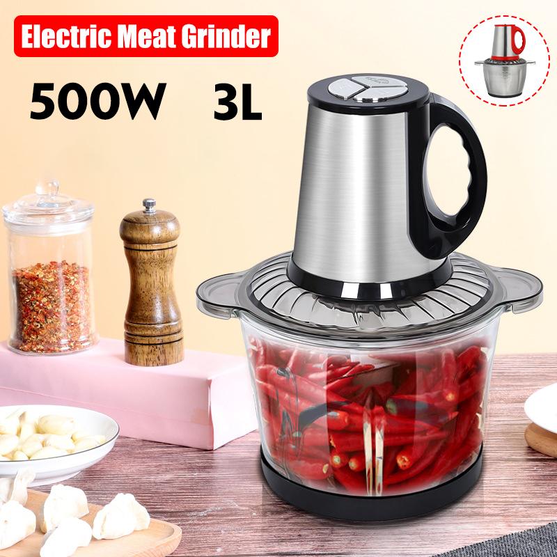 3L Elektrische Fleischwolf 3 Geschwindigkeiten Automatische Küche Zerhacker Gemüse Obst Cutter Küchenmaschine Fleischwolf Schredder 500W 220V